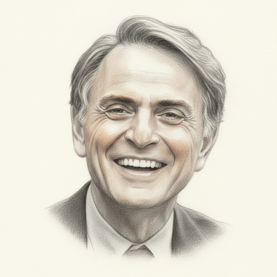 Carl Sagan — color pencil portrait